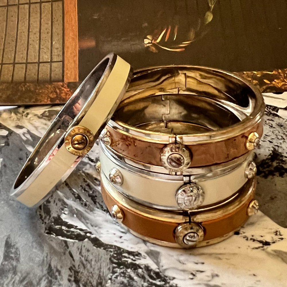 Henri Bendel Bangle SET: Enamel, Leather, Cork